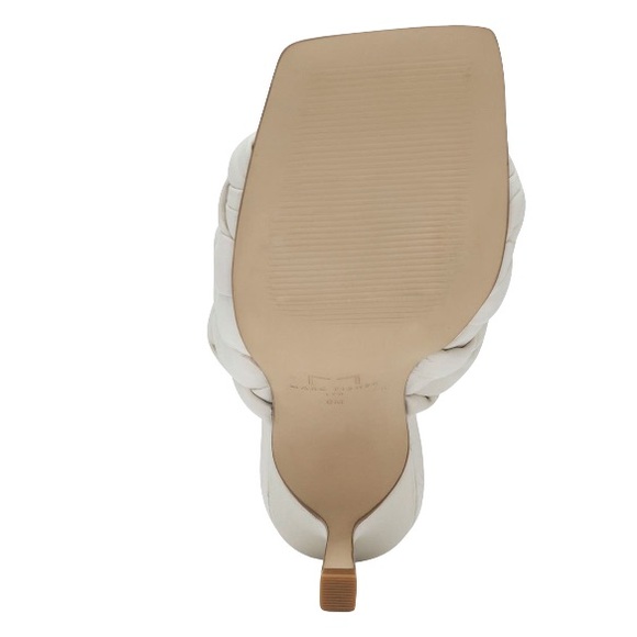 MARC FISHER LTD Dakina Leather Woven Square Toe Taper Heel Sandal, Ivory, 8M - Picture 4 of 7